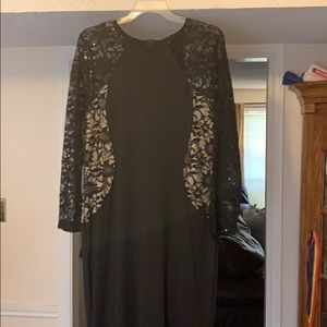 Long black lace sleeved gown